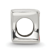 Sterling Silver 925 France Flag Enameled Bead with Antiqued Finish